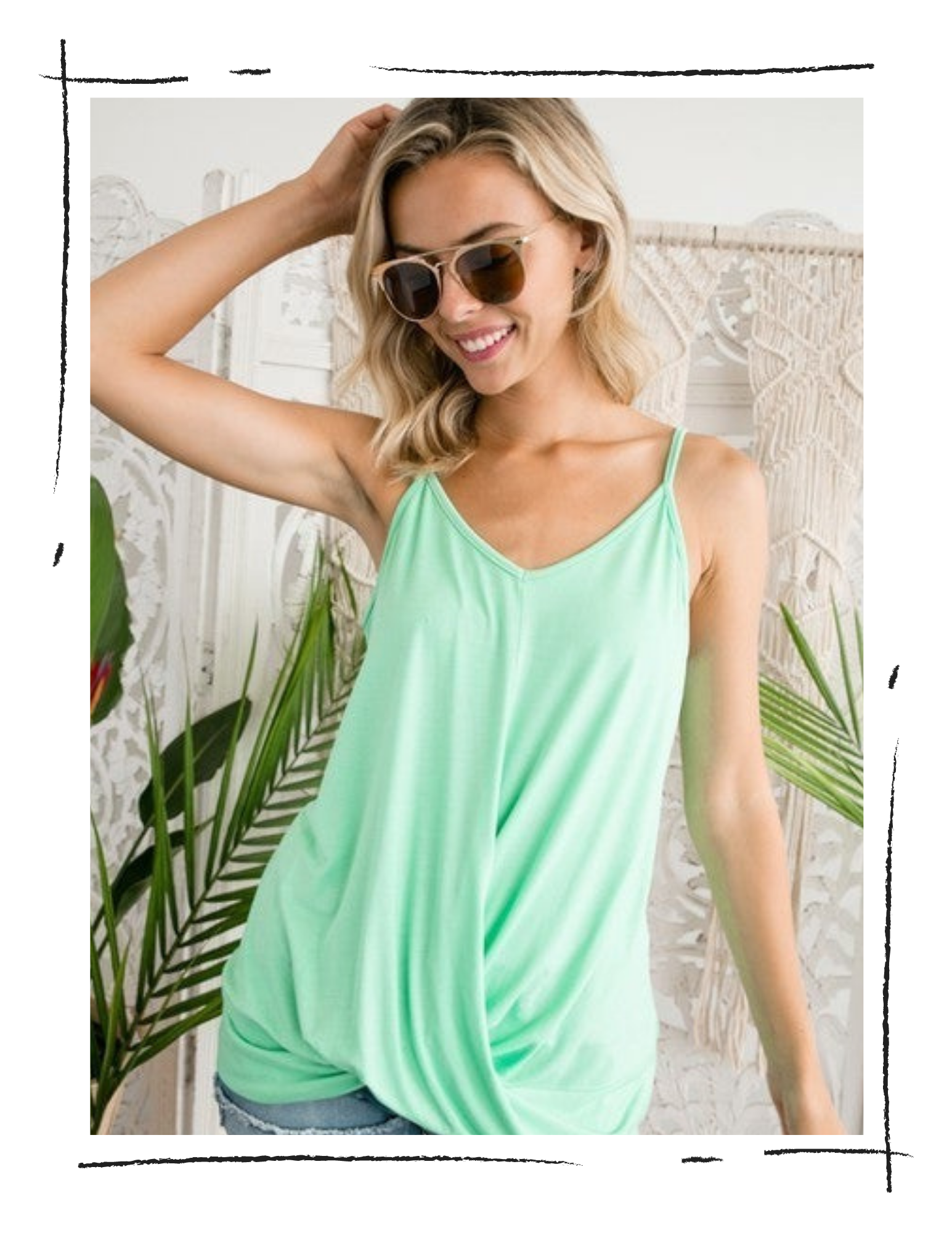 Mint twisted bottom camisole top