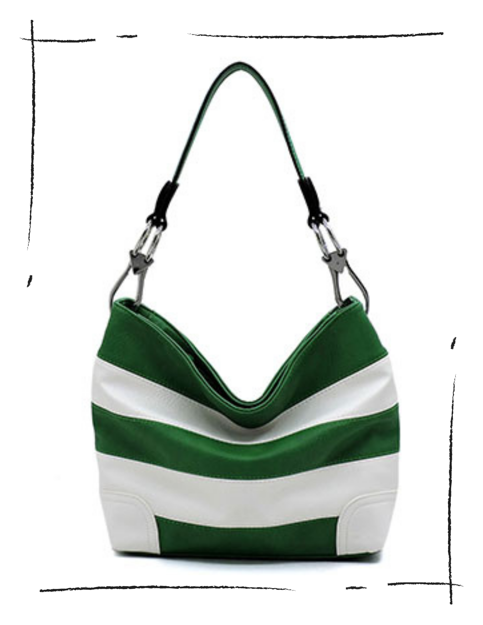 Green striped Classic Bucket Bag